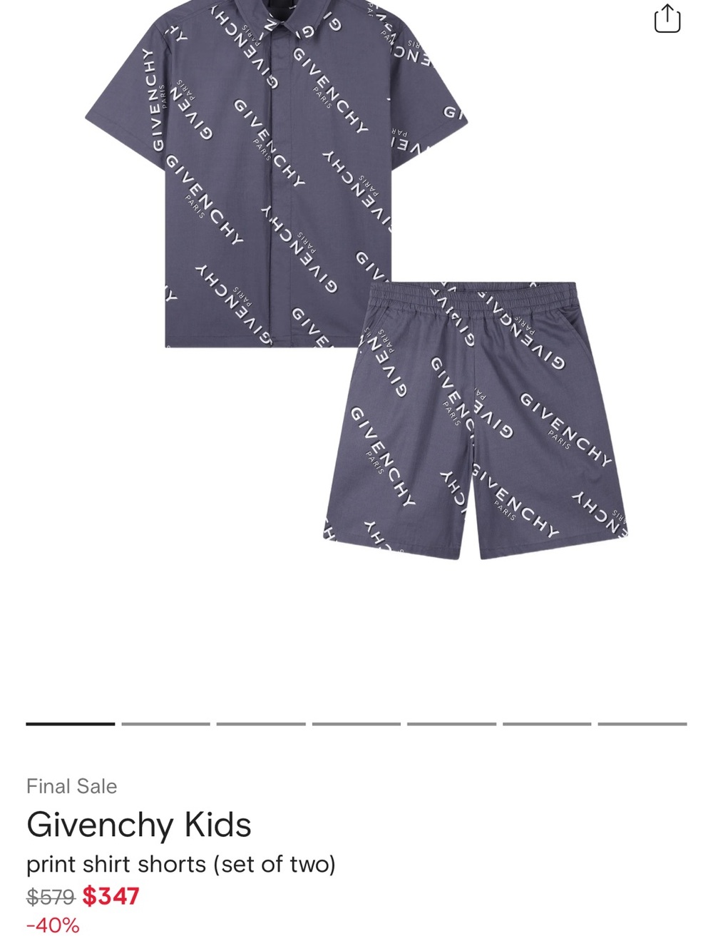 Givenchy Kids Slate Navy Logo-Print Short Sleeve Pajama Set
